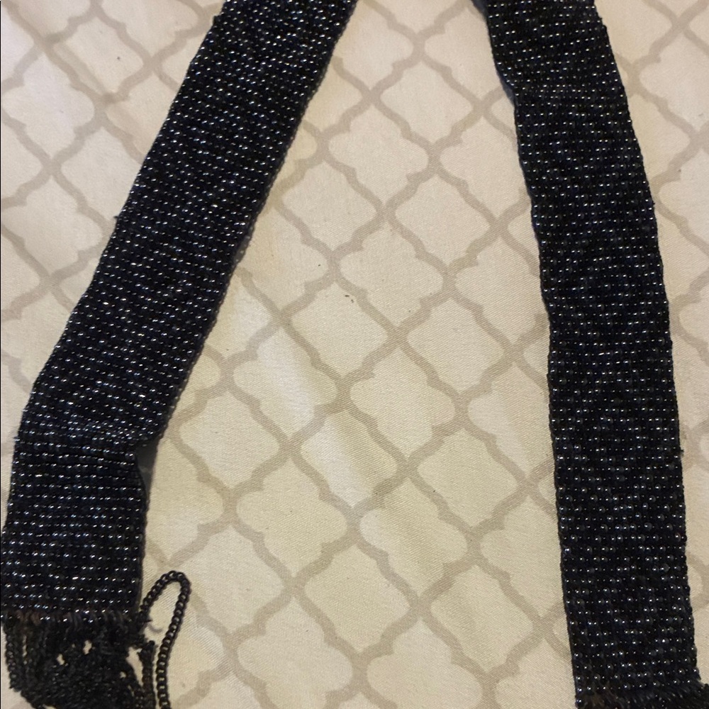 Men's Black Knit Scarf with Metallic Thread